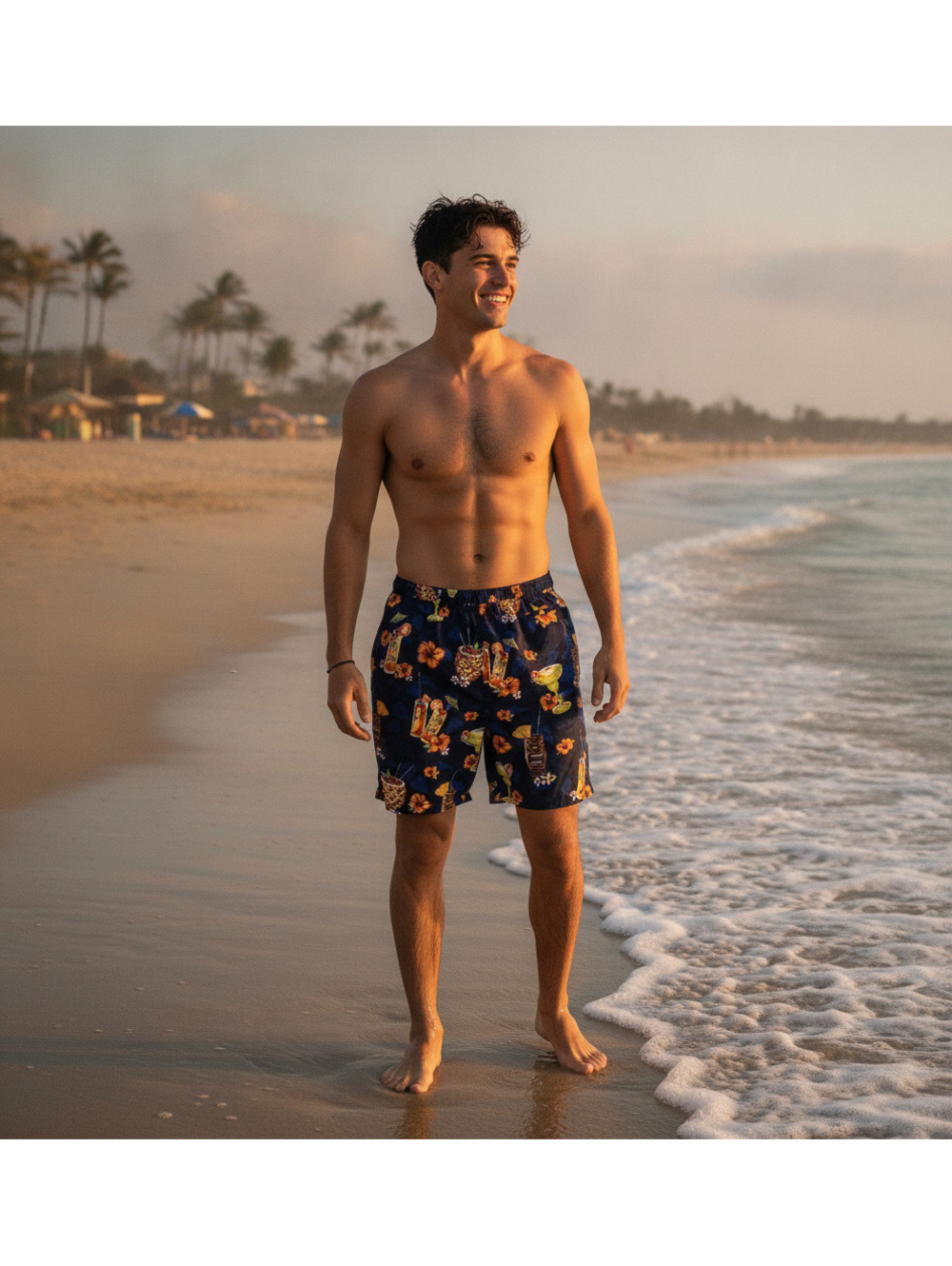 Big Dogs Men's 3X Blue Tropical Floral Swim Shorts Mesh Lined Drawstring